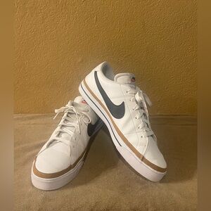Nike Court Legacy sneakers; white with black swoosh; men’s size 12